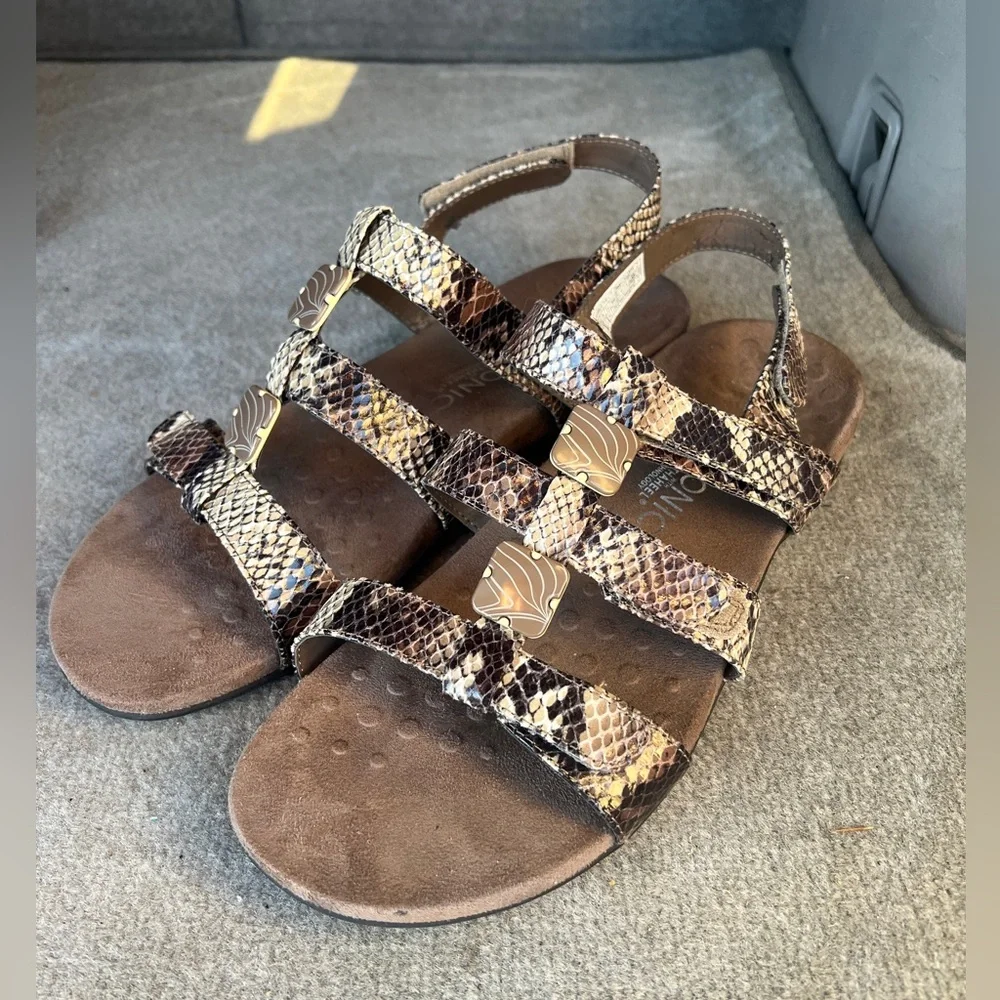 Vionic Snakeskin amber Multi-Strap Sandals - Picture 3 of 9